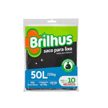 Imagem de Brilhus - Saco para Lixo Almofada com 10 Sacos de 50 Litros, Cor Preta, Bettanin