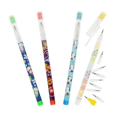 Imagem de Lápis de inverno de plástico multicolorido de ponta empilhável de 15 cm - 24 peças