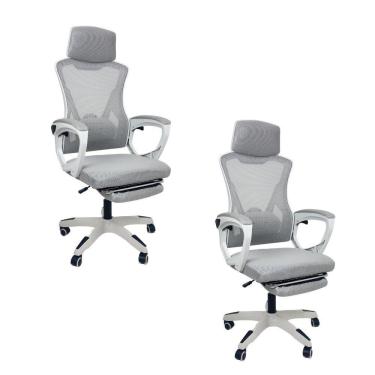 Imagem de Kit 2 Cadeira De Escritório Presidente Executiva Oficial Supreme Cinza