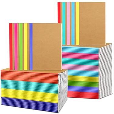 Imagem de Handepo Pacote com 100 cadernos de composição, pautados, pautados, cadernos kraft, diários de capa macia, caderno de viagem para estudantes, sala de aula, material de escritório (A6, colorido)