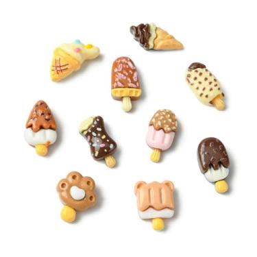 Imagem de UR URLIFEHALL 100 peças 10 estilos enfeites de sorvete flatback fofo imitação comida resina cabochão para scrapbooking grampo de cabelo artesanato fabricação de joias