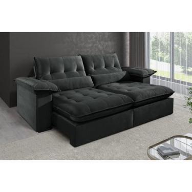 Imagem de Sofá 4 Lugares Retrátil e Reclinável Mônaco Veludo com Molas Ensacadas