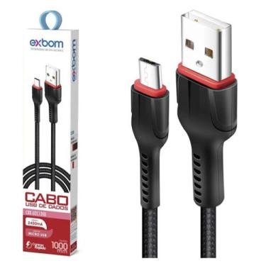 Imagem de Cabo Micro Usb V8 Turbo 1M Ultra Performance Exbom Preto