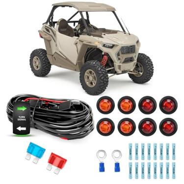 Imagem de Nilight Kit de chicote de fiação de seta para quadriciclo UTV Kits de relé de pisca-pisca legal com interruptor basculante vertical luzes vermelhas e amarelas para Polaris Kawasaki Teryx Can Am