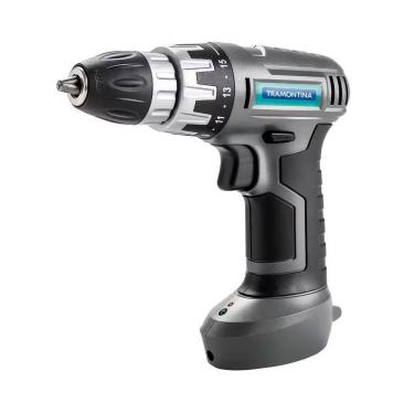Imagem de Parafusadeira Furadeira Tramontina A Bateria Kit Acessórios Cinza Bivolt