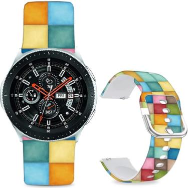 Imagem de Sjiangqiao Pulseiras estampadas com padrão compatíveis com Samsung Galaxy Watch de 46 mm/Watch 3 de 45 mm/Gear S3 Frontier/Classic/Pebble Time/V de silicone de 22 mm para homens e mulheres (caixa