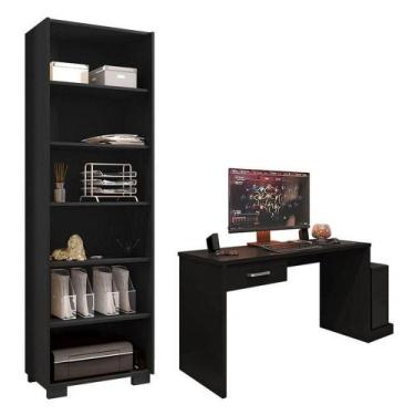 Imagem de Mesa Para Computador Gamer Drx 9000 E Livreiro Office Preto Trama - Mó