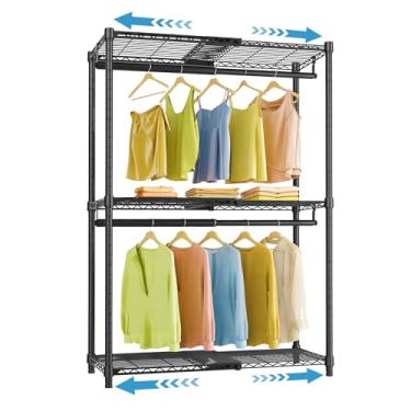 Imagem de VIPEK Suporte de roupas expansível X1 ajustável de 6 a 3,4 m. Suporte resistente para roupas com prateleiras flexíveis e varões de cabide para pendurar roupas, armário portátil, carga máxima de 263