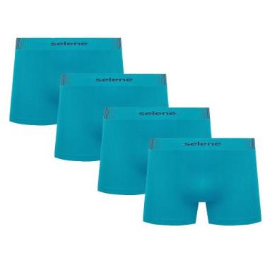 Imagem de 4 Cuecas Boxer Infantojuvenil Selene Microfibra Sem Costura, M, Oceano