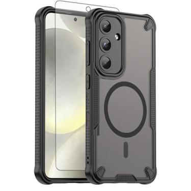 Imagem de Asuwish Capa de telefone para Samsung Galaxy S24 5G, compatível com Magsafe Magnetic, protetor de tela de vidro temperado, capa protetora à prova de choque traseira fosca translúcida S 24 24S G5