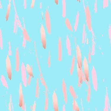 Imagem de Papel De Parede Adesivo Banheiro Pincel Rosa Fundo Azul 3m