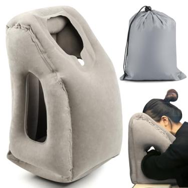 Imagem de Travesseiro Inflável para Viagem Avião Ônibus, Almofada para Pescoço Confortável, Encosto de Pescoço para Viagem, Almofada de Pescoço, Dobrável Portátil Avião Suporte Encosto Descanso Apoio