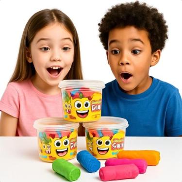 Imagem de Kit 3 Potes 15 Massinhas De Modelar Infantil Massinha Colorida Ativida