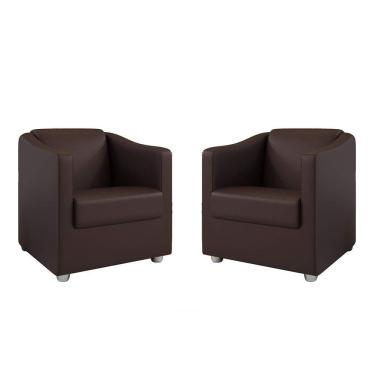 Imagem de Kit 2 Poltronas Decorativa Bia Material Sintético Marrom Dal Poz Estofados