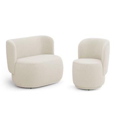 Imagem de Poltrona e Namoradeira Orgânica Molly Bouclê Bege - Desk Design