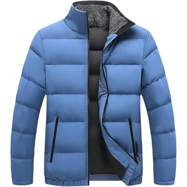 Imagem de Jaqueta Puffer Mens Chegada Jaqueta Gola Casaco Homens Engrossar Quente Mens Clássico À Prova De Vento Masculino Mens, Black, XXL