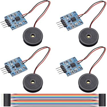 Imagem de DKARDU 4 peças sensor piezoelétrico interruptor de vibração módulo sensor DC 5V duas saídas opcionais AD/DO módulo de interruptor de vibração ajustável com cabo Dupont para Arduino DIY