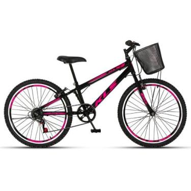Imagem de Bicicleta Aro 24 Kls Sport Gold V-Brake Mono 7V Feminina, Preto, Pink
