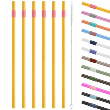 Imagem de Canudos de substituição para copo Owala 1,134 g - inclui 6 canudos e 1 pacote de escova de limpeza (amarelo)