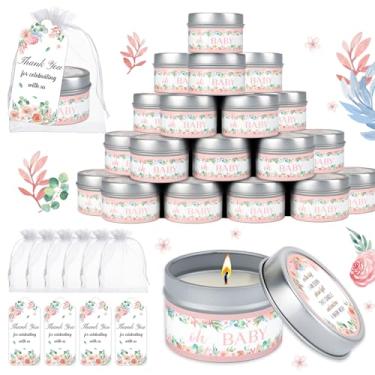 Imagem de Conjunto de 50 velas de chá de bebê, lembrancinhas de festa, flores rosa, lavanda perfumadas, lembrancinhas a granel para convidados, meninas, meninos, chá de bebê, presentes de festa revelados (flor