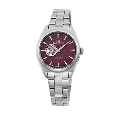 Imagem de Orient Star Relógio feminino semiesqueleto contemporâneo com mostrador automático RE-ND0102R, vermelho, prata, Vermelho, Relógio social