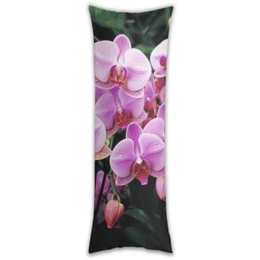 Imagem de Capa de travesseiro corporal de orquídeas ultramacia respirável longa fronha de cama decorativa 137 x 50 cm com zíper oculto capas de almofada para sofá de quarto