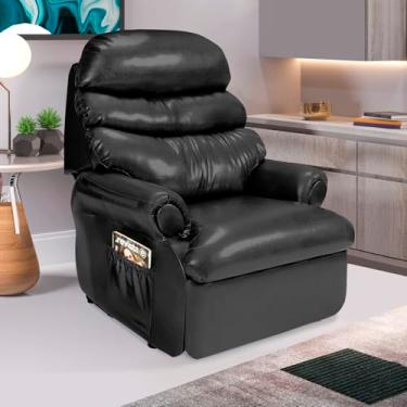 Imagem de Poltrona Do Papai Em Corino Hospitalar Reclinável Idosos Preta