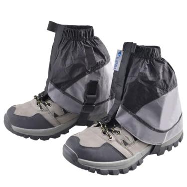 Imagem de Polainas Azarxis de cano baixo para neve e tornozelo para mulheres e homens e jovens ao ar livre caminhadas mochila leve à prova d'água ajustável à prova de areia, Preto