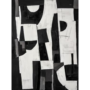 Imagem de WHASAYART Arte de parede emoldurada preta arenito duplo textura 3D SR1228 frio