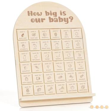 Imagem de Quadro de monitoramento de gravidez – Tamanho semanal para bebês em frutas e vegetais, presentes de parabéns para grávidas ou futuros pais, contagem regressiva para bebês, presente de futura mamãe