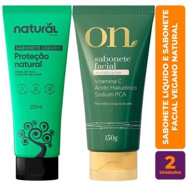 Imagem de Kit c/ 1 Sabonete Líquido Vegano e 1 Sabonete Vegano Facial ON Limpeza