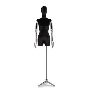 Imagem de Mannequin Manequins de varejo para corpo feminino com suporte, altura ajustável de 62,2 a 78,74 polegadas, torso de manequim destacável e giratório(Black)