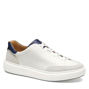 Imagem de Johnston & Murphy Tênis masculino Anders Lace to Toe Emboss, Branco granulado/camurça, 39