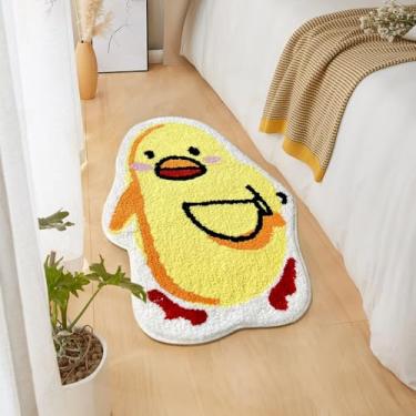 Imagem de Tapete de banho fofo de pato para banheiro, antiderrapante, lavável à máquina, amarelo, engraçado, animal divertido, tapete de banheiro, tapete felpudo para quarto interno, estetica e divertida
