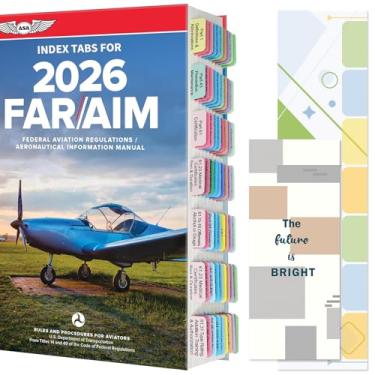 Imagem de Guias de índice FAR/AIM 2026 para piloto privado (sem livro), 80 peças de abas codificadas por cores e laminadas, com guia de alinhamento e marcador, resistente a rasgos e à prova d'água