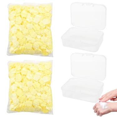 Imagem de Capiant 2000 folhas de sabão de papel perfumado de limão para viagens, lençóis portáteis para lavar as mãos, mini sabonete de pétalas frescas com 2 caixas de armazenamento (amarelo)