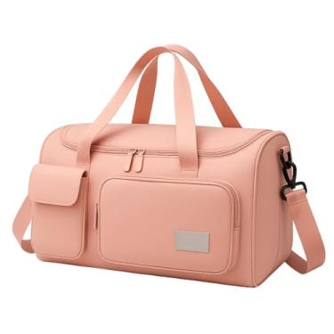 Imagem de Bolsa Feminina de Viagem Grande 30L – Mala de Bordo 10kg Dobrável com 5 Compartimentos, Alça Transversal, Ideal para Academia, Passeios, Maternidade e Fim de Semana (Rosa)