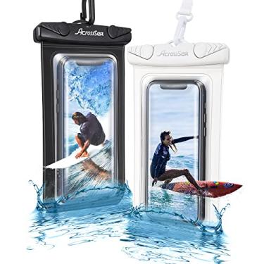 Imagem de [Pacote com 2] Bolsa impermeável para celular AcrossSea [até 7 polegadas], capa subaquática impermeável universal IPX8 com cordão compatível com iPhone 13 Pro/12/11/XR/X/8, Galaxy S22, Pixel/OnePlus