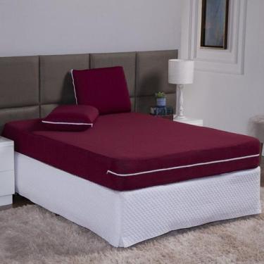 Imagem de Capa de Colchão Casal 25cm + Fronha com Zíper Malha Lisa 3 Peças - Ame