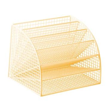 Imagem de Llazsybz Organizador de Documentos em Formato de Leque, Prateleira Que Economiza Espaço, Suporte de Mesa, Acessórios Modernos para Escritório, Decoração de Gra, Gold and S, Tamanho real