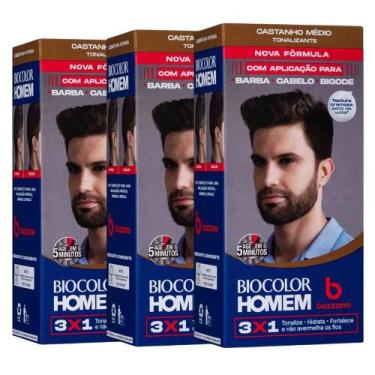 Imagem de Kit Tonalizante Biocolor Homem Castanho Médio - 3 Unidades