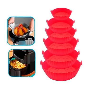 Imagem de Kit 6 Formas Silicone Air Fryer Resistente Fácil Limpeza