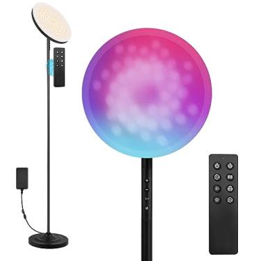 Imagem de Luminária de chão brilhante de 36W/3600LM com controle remoto, lâmpada de piso Torchiere com mudança de cor RGB, ajuste contínuo de temperaturas de cor e brilho para quarto e sala de jogos