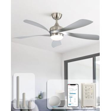 Imagem de Sofucor Ventilador de teto inteligente de 132 cm, ventiladores de teto internos/externos com luzes e controle remoto, compatível com Alexa/Google/App, motor CC reversível de temporização de 6