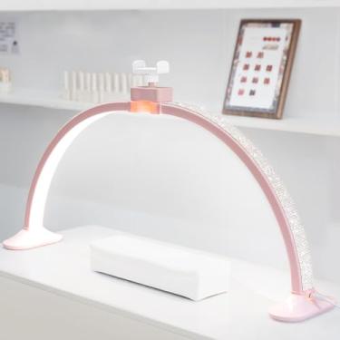 Imagem de Luz de unha para mesa, luz de meia lua LED para lâmpada de mesa tecnológica, com suporte de telefone, dobrável, ajustável, regulável, meia lua, para cílios e beleza, tatuagens, artesanato