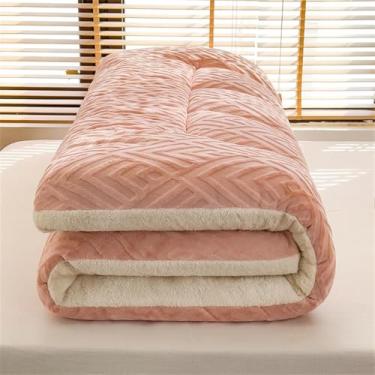 Imagem de Colchões Tatami Japoneses Futon Soft Sherpa Fleece Colchão Japonês Almofada De Cama De Dormir Portátil Para Sofá De Acampamento Em Casa, Pink, 180 * 200cm