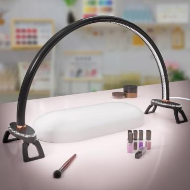 Imagem de Luz de meia lua para mesa de unhas, lâmpada de mesa preta com escurecimento contínuo, 3 temperaturas de cor, para manicure, tatuagens, sobrancelhas, beleza