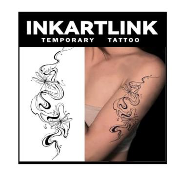 Imagem de INKARTLINK Tattoo Tech, tatuagem semipermanente grande de 2 folhas, tatuagens temporárias, duram de 1 a 2 semanas, à prova d'água, visual realista, sem adesivo, sem reflexo (design de tinta floral