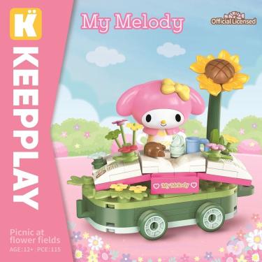 Imagem de Bloco de Montar Keepplay Piquinique no Campo Florido Hello Kitty e Amigos