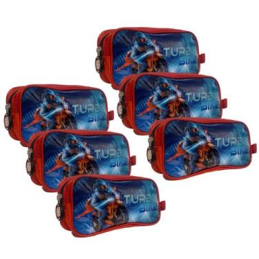 Imagem de Kit 6 Peças Estojo Simples Escolar Infantil GoSuper, Bike-Vermelho